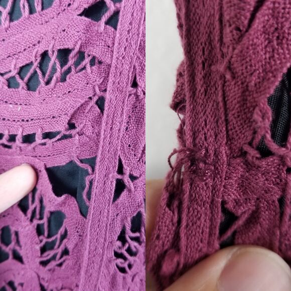 Betsey Johnson New York Faded Purple Y2K Midi Crochet Battenberg Lace Dress Sz 2 - Picture 14 of 14